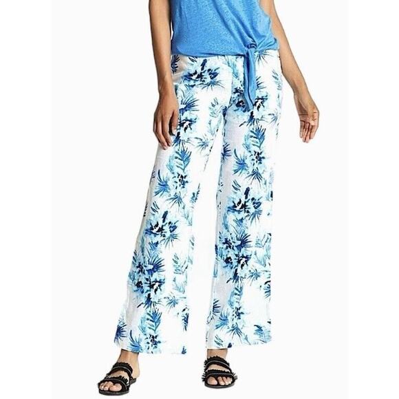 Tommy Bahama Waterfall 100% Linen Floral Wide Leg Pant Womens Size 10 NWOT $118 - Picture 1 of 13